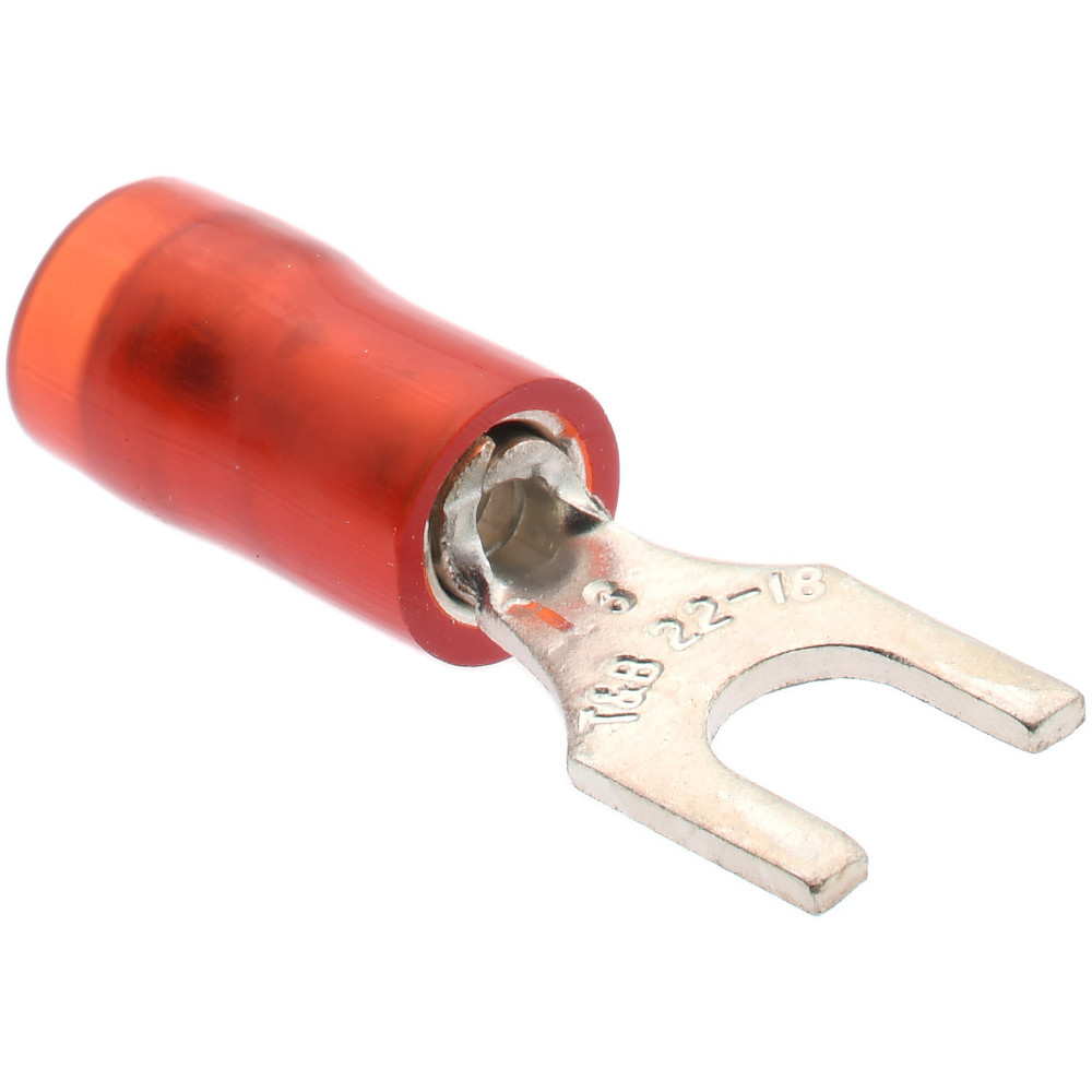 Value Collection Standard Fork Terminal: Red, Nylon, Partially Insulated, #1/4" Stud, Crimp - BD-18343