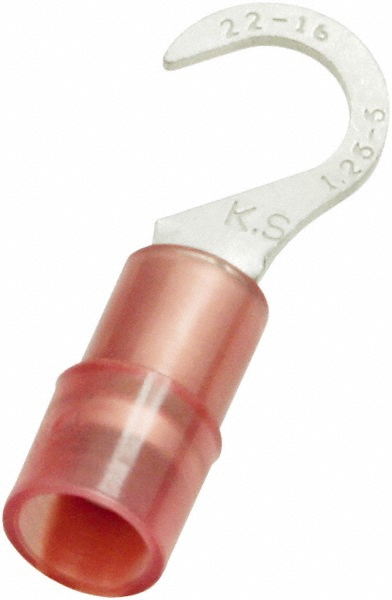 Value Collection Hook Ring Terminal: Partially Insulated, 16 to 14 AWG, Crimp Connection - ZHNYD2-3.7-25PK