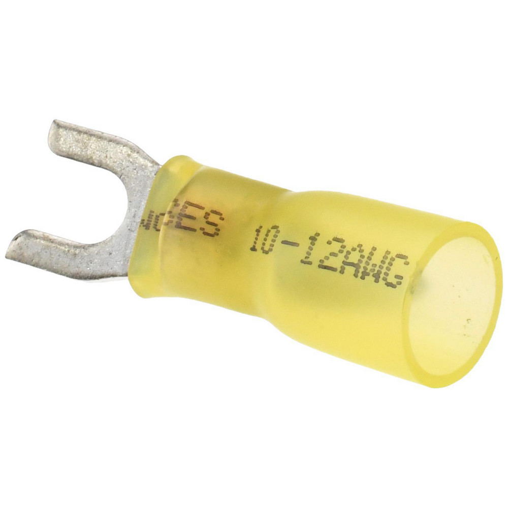 3M Block Fork Terminal: Yellow, Nylon, Partially Insulated, #8 Stud, Crimp - 7010397429