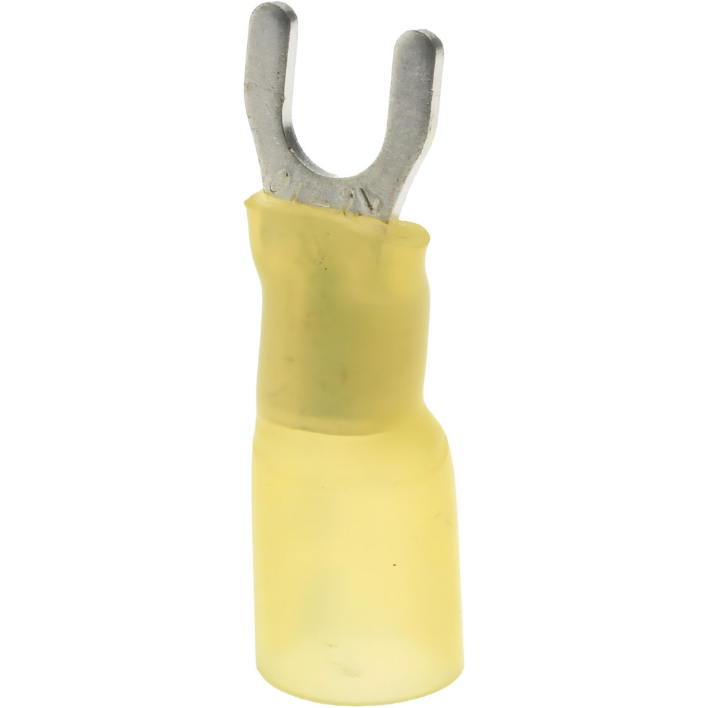 3M Block Fork Terminal: Yellow, Nylon, Partially Insulated, #8 Stud, Crimp - 7010397429