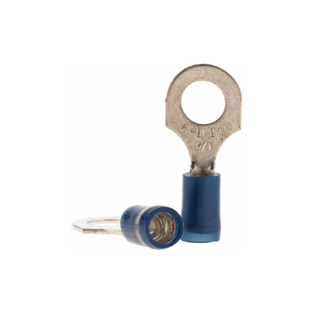 Value Collection D Shaped Ring Terminal: Partially Insulated, 16 to 14 AWG, Crimp Connection - BD-18324