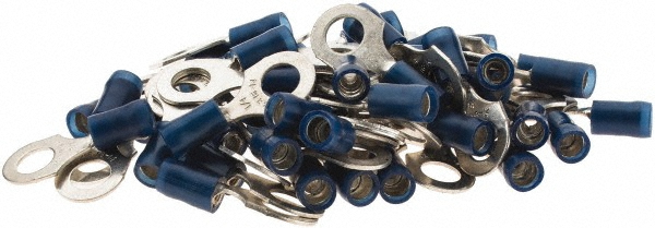 Value Collection D Shaped Ring Terminal: Partially Insulated, 16 to 14 AWG, Crimp Connection - BD-18324