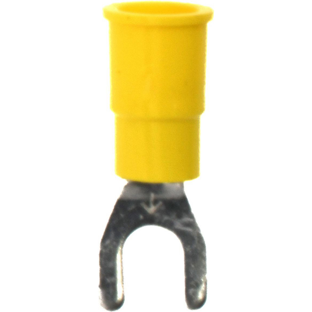 3M Standard Fork Terminal: Yellow, Vinyl, Partially Insulated, #10 Stud, Crimp - 7010297781