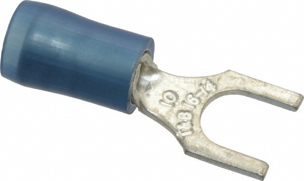 3M Standard Fork Terminal: Yellow, Vinyl, Partially Insulated, #10 Stud, Crimp - 7010297781