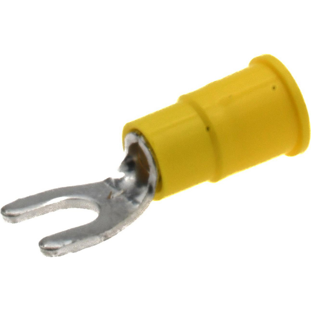 3M Standard Fork Terminal: Yellow, Vinyl, Partially Insulated, #10 Stud, Crimp - 7010297781