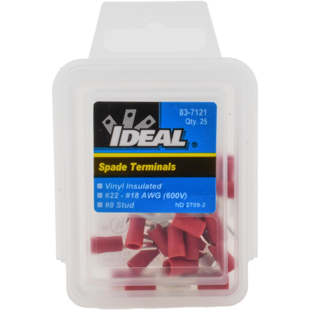 Ideal Standard Fork Terminal: Red, Vinyl, Partially Insulated, #8 Stud, Crimp - 83-7121
