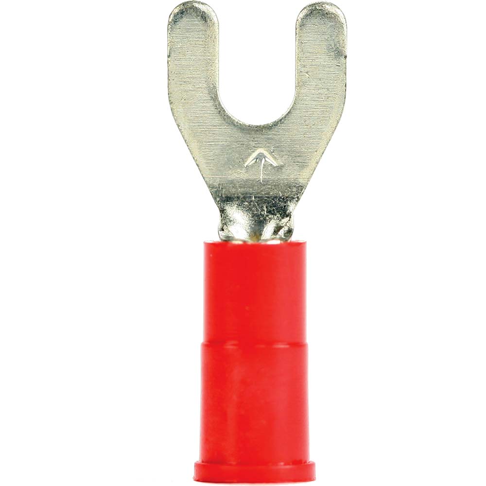 3M Standard Fork Terminal: Blue, Vinyl, Partially Insulated, #10 Stud, Crimp - 7010397392