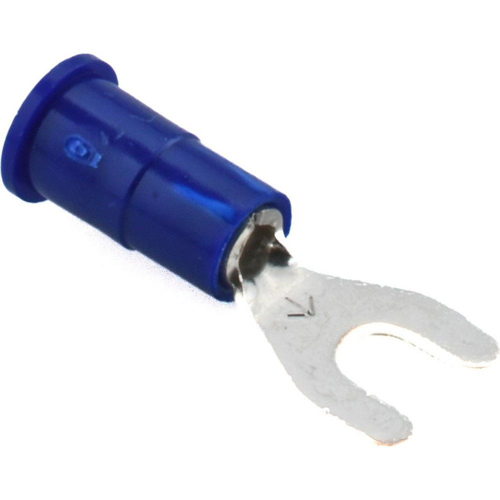 3M Standard Fork Terminal: Blue, Vinyl, Partially Insulated, #10 Stud, Crimp - 7010397392