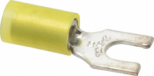 3M Standard Fork Terminal: Blue, Vinyl, Partially Insulated, #10 Stud, Crimp - 7010397392