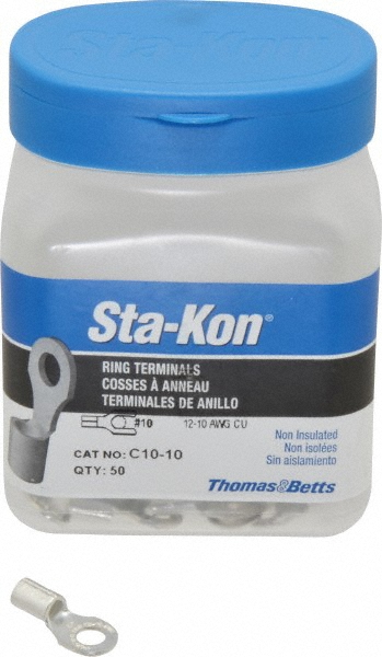 Thomas & Betts Square Ring Terminal: Non-Insulated, 1 to 2/0 AWG, Compression Connection - 31009