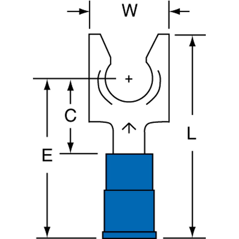 Ideal Standard Fork Terminal: Blue, Vinyl, Partially Insulated, #8 Stud, Crimp - 83-7161