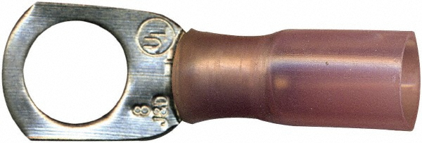 Value Collection D Shaped Ring Terminal: Partially Insulated, 8 AWG, Crimp Connection - BOW-23863