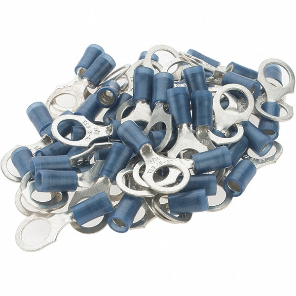 Value Collection D Shaped Ring Terminal: Partially Insulated, 8 AWG, Crimp Connection - BOW-23863