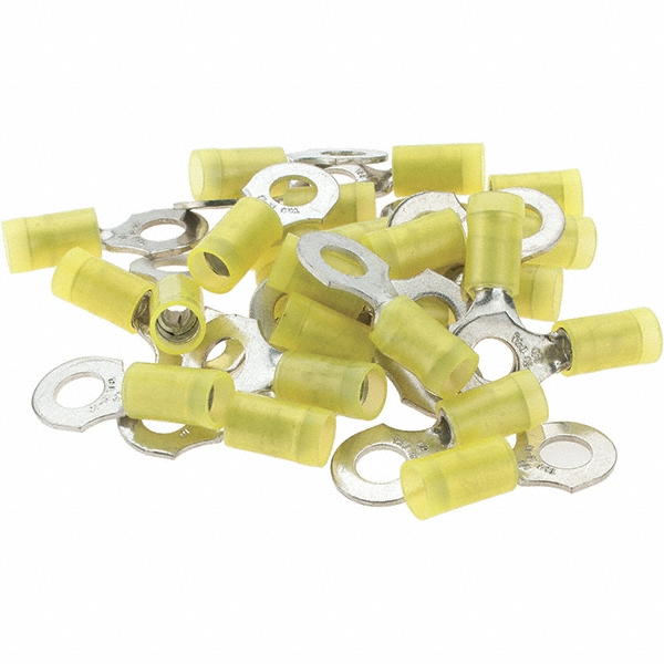 Value Collection D Shaped Ring Terminal: Partially Insulated, 8 AWG, Crimp Connection - BOW-23863