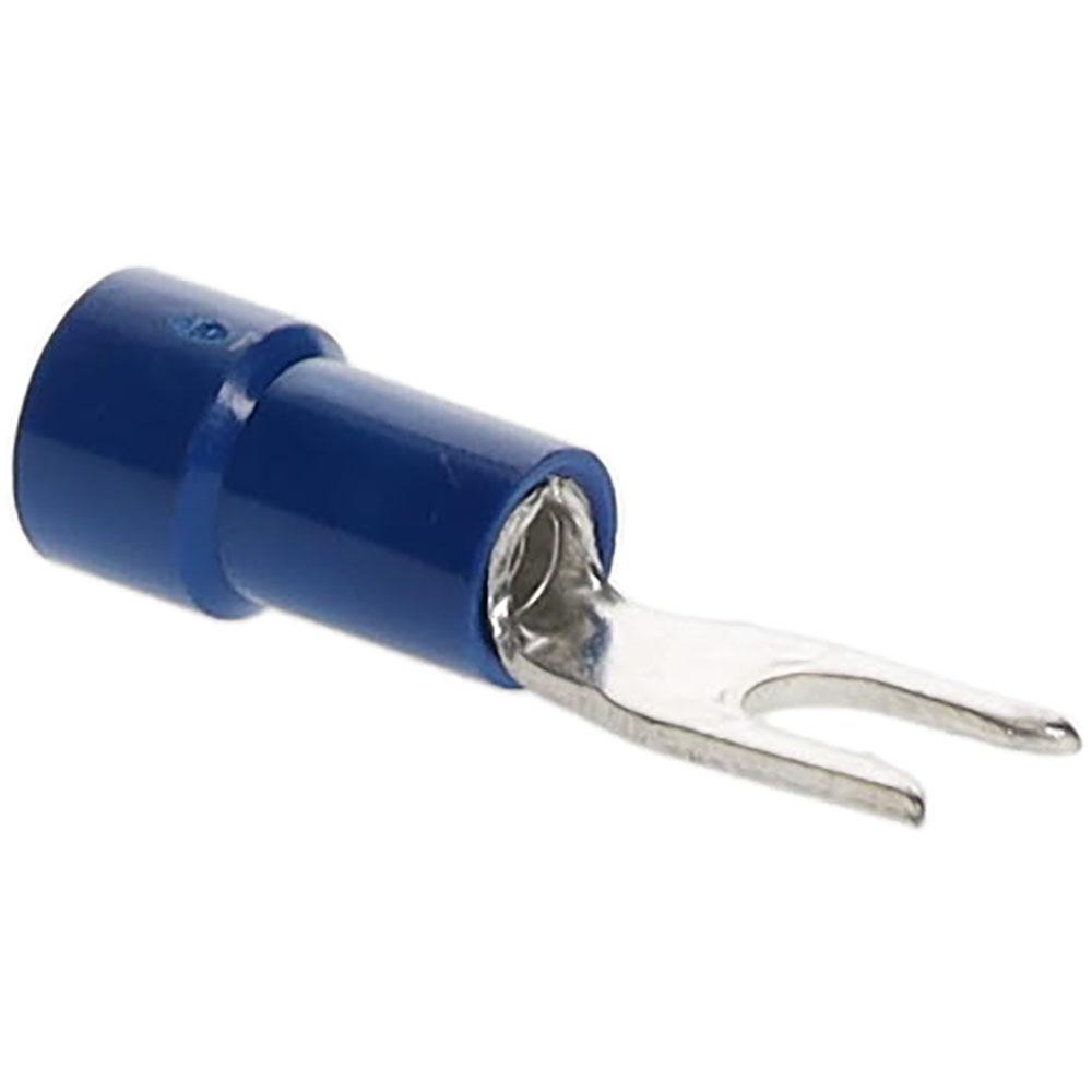 Thomas & Betts Standard Fork Terminal: Red, Vinyl, Partially Insulated, #6 Stud, Crimp - TV18-6F-XV