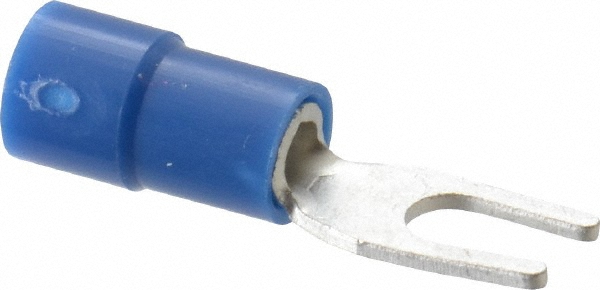 Thomas & Betts Standard Fork Terminal: Red, Vinyl, Partially Insulated, #6 Stud, Crimp - TV18-6F-XV