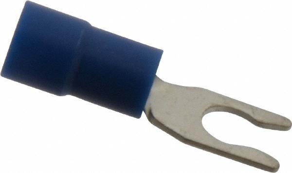 Thomas & Betts Standard Fork Terminal: Red, Vinyl, Partially Insulated, #6 Stud, Crimp - TV18-6F-XV
