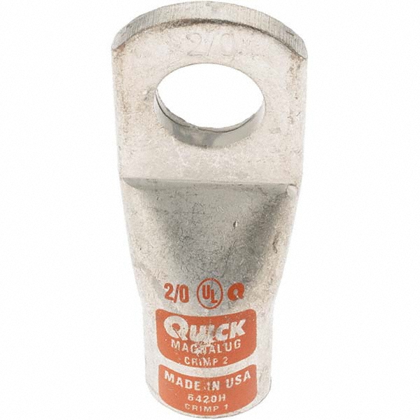 Made in USA D Shaped Ring Terminal: Non-Insulated, 2/0 AWG, Crimp Connection - 6312-781-005F