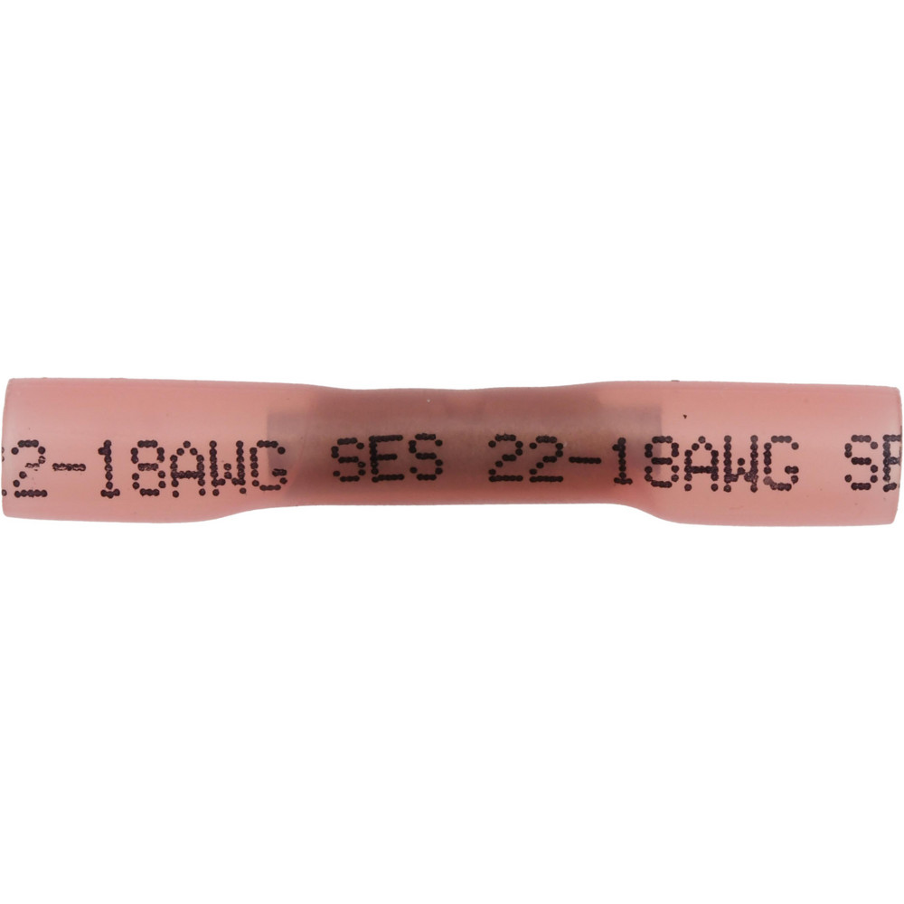 Value Collection Butt Splice Terminal: Crimp-On, Red, 22 AWG Min, 18 AWG Max, Heat Shrink & Ionic Polymer - BOW-23854