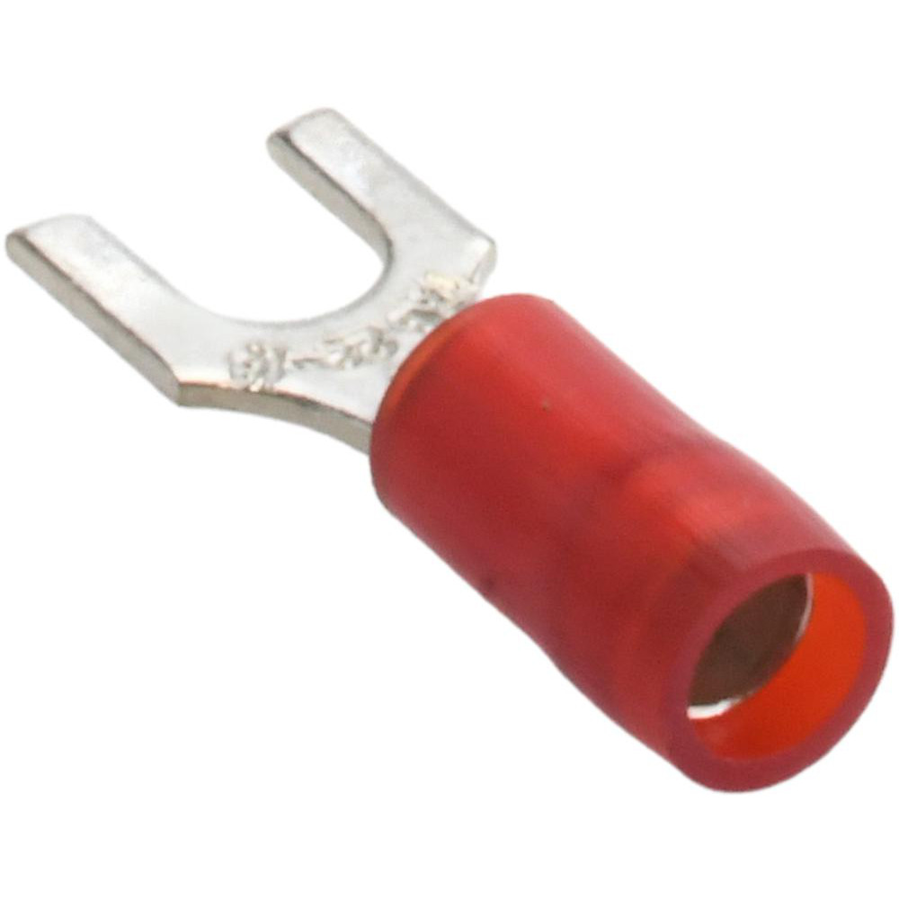Value Collection Standard Fork Terminal: Red, Nylon, Partially Insulated, #8 Stud, Crimp - BD-18341