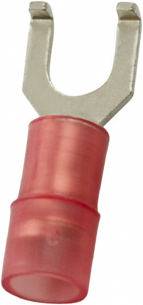 Value Collection Standard Fork Terminal: Red, Nylon, Partially Insulated, #8 Stud, Crimp - BD-18341