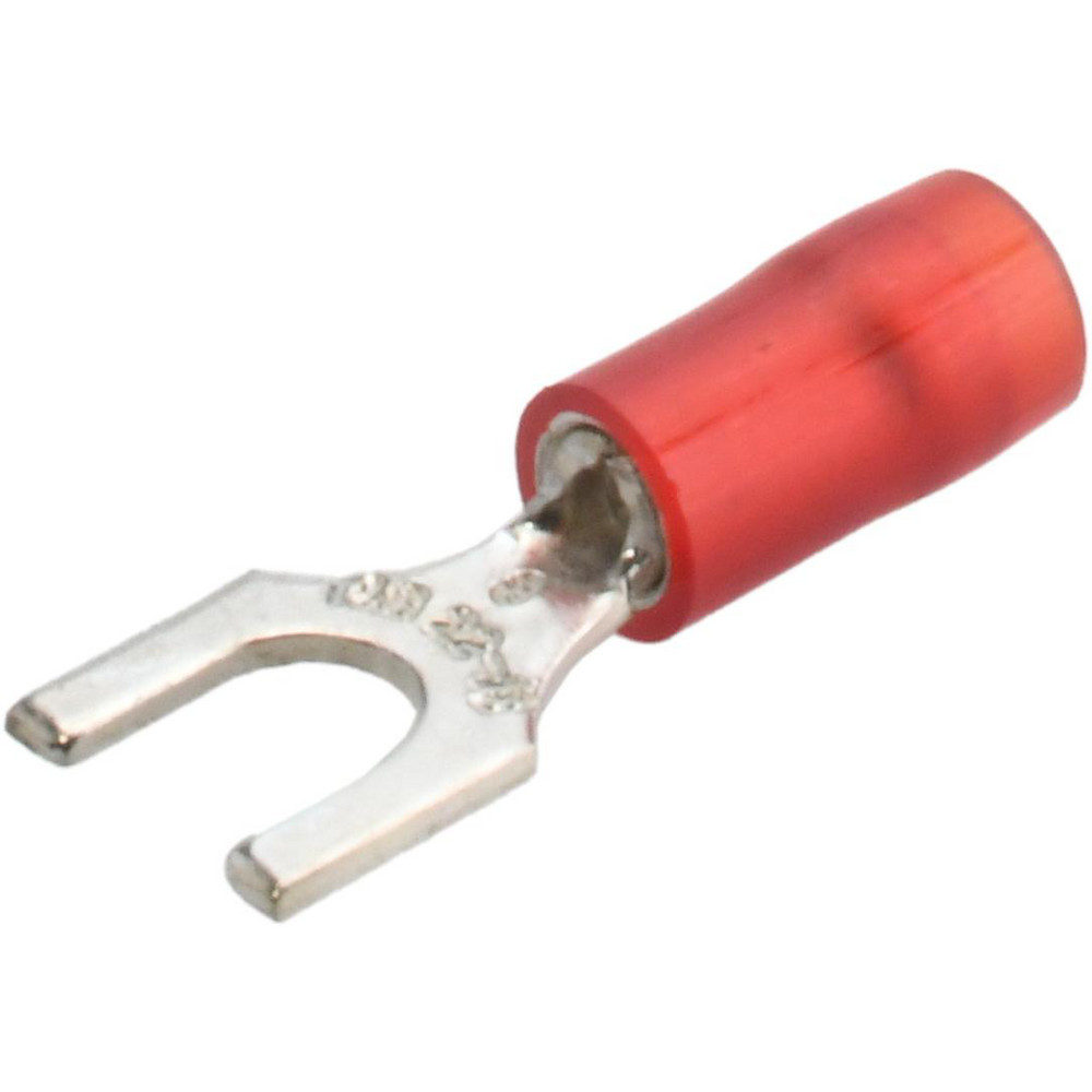 Value Collection Standard Fork Terminal: Red, Nylon, Partially Insulated, #8 Stud, Crimp - BD-18341