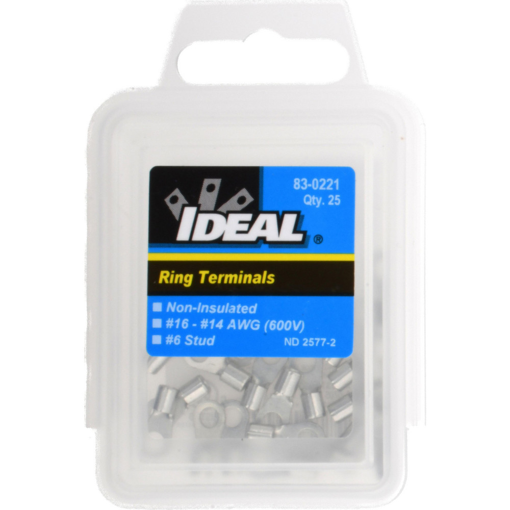 Ideal Circular Ring Terminal: Non-Insulated, 16 to 14 AWG, Crimp Connection - 83-0221