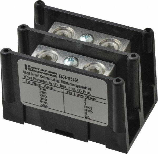Ideal 2 Poles, 600 Volt, 30 Amp, -40 to 266°F, Polyester Thermoplastic, Polyester Thermoplastic Multipole Terminal Block - 89-202