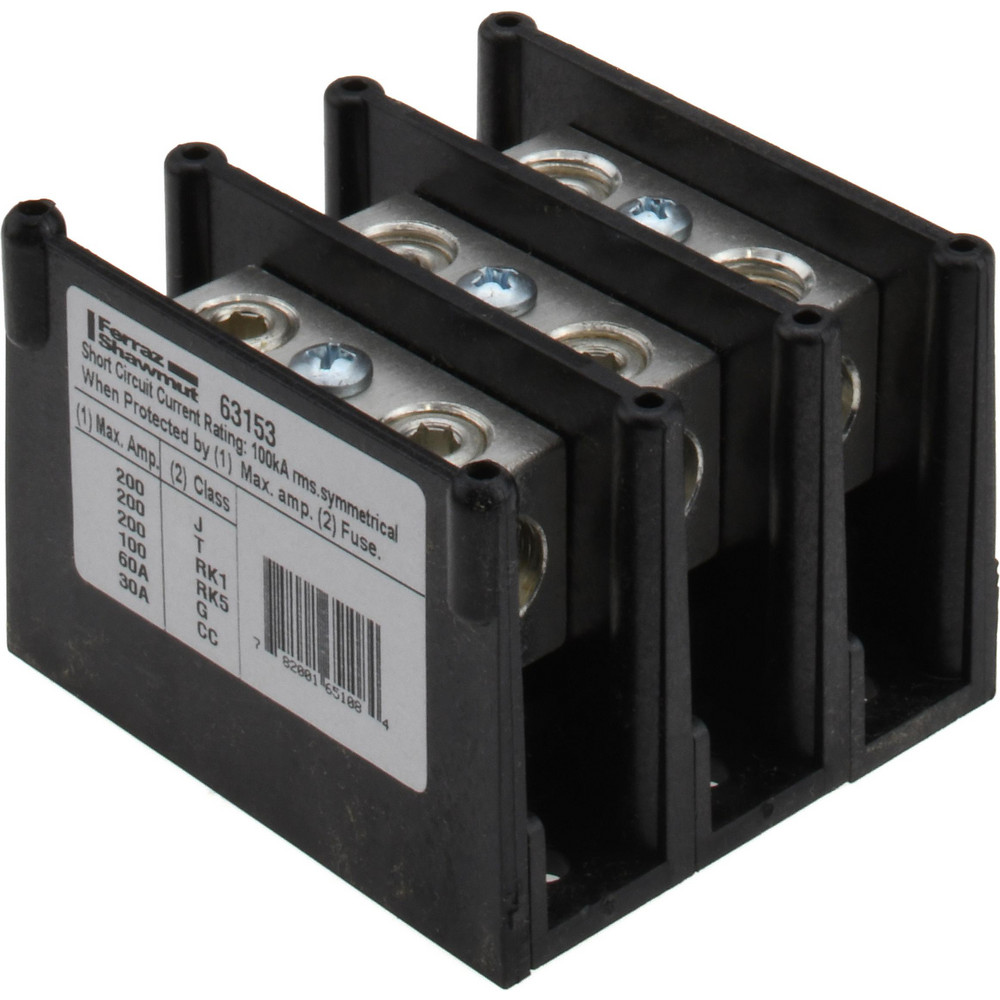 Ideal 2 Poles, 600 Volt, 30 Amp, -40 to 266°F, Polyester Thermoplastic, Polyester Thermoplastic Multipole Terminal Block - 89-202
