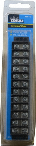 Ideal 2 Poles, 600 Volt, 30 Amp, -40 to 266°F, Polyester Thermoplastic, Polyester Thermoplastic Multipole Terminal Block - 89-202