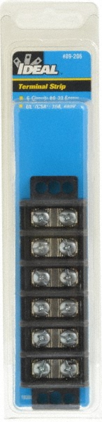 Ideal 2 Poles, 600 Volt, 30 Amp, -40 to 266°F, Polyester Thermoplastic, Polyester Thermoplastic Multipole Terminal Block - 89-202