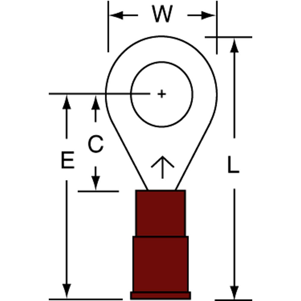 Ideal Circular Ring Terminal: Partially Insulated, 22 to 18 AWG, Crimp Connection - 83-2131
