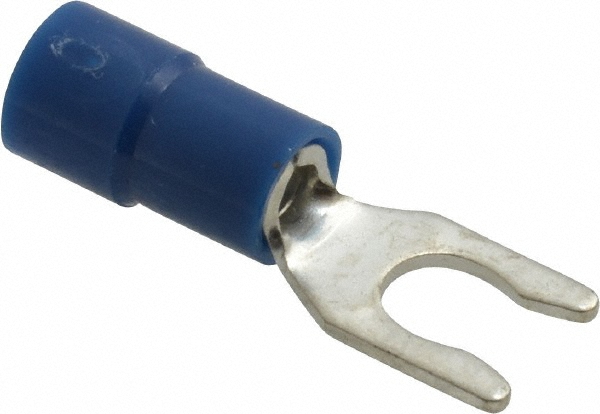 Value Collection Locking Fork Terminal: Blue, Vinyl, Partially Insulated, #8 Stud - ZSVYM2-4