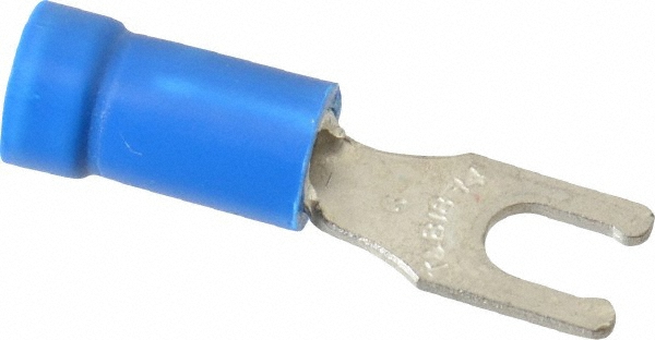 Value Collection Locking Fork Terminal: Blue, Vinyl, Partially Insulated, #8 Stud - ZSVYM2-4