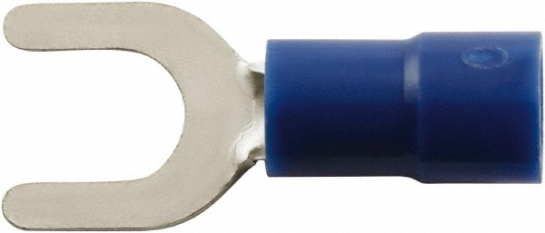 Value Collection Locking Fork Terminal: Blue, Vinyl, Partially Insulated, #8 Stud - ZSVYM2-4