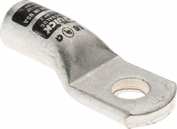 Made in USA D Shaped Ring Terminal: Non-Insulated, 1/0 AWG, Crimp Connection - 6410-781-005F