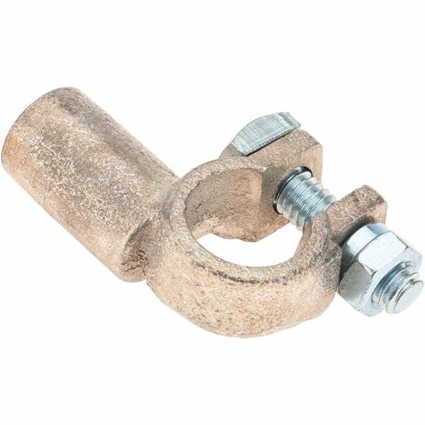 Made in USA D Shaped Ring Terminal: Non-Insulated, 1/0 AWG, Crimp Connection - 6410-781-005F