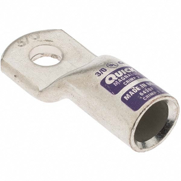 Made in USA D Shaped Ring Terminal: Non-Insulated, 3/0 AWG, Crimp Connection - 6430-781-005F