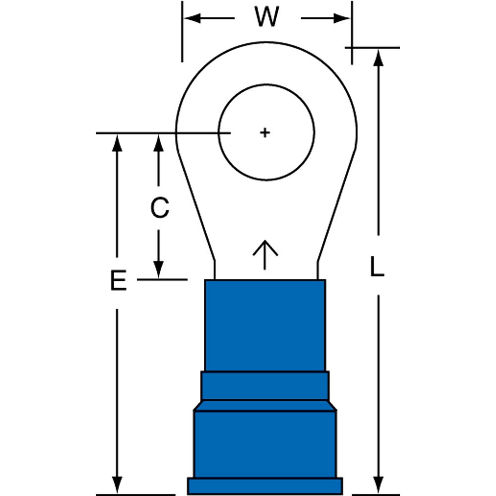 3M Circular Ring Terminal: Partially Insulated, 12 to 10 AWG, Crimp Connection - 7010397382