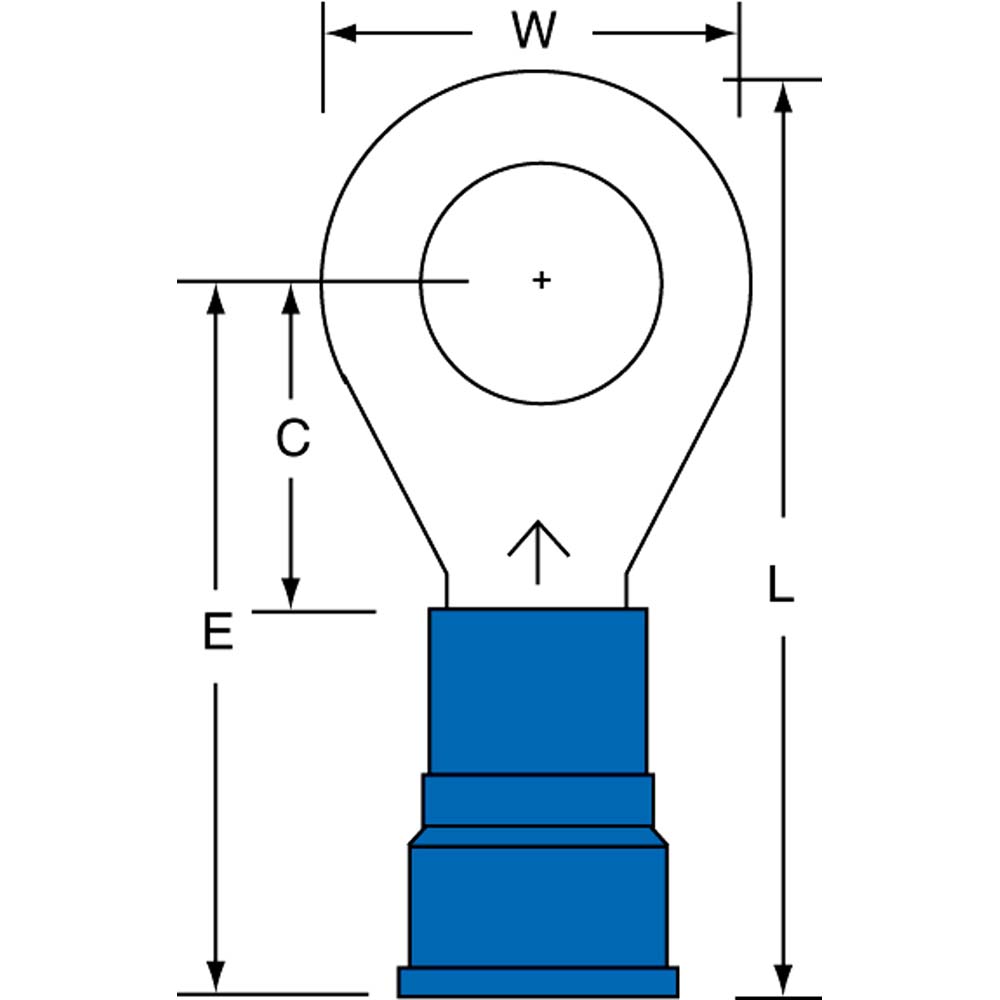 3M Circular Ring Terminal: Partially Insulated, 12 to 10 AWG, Crimp Connection - 7010397382