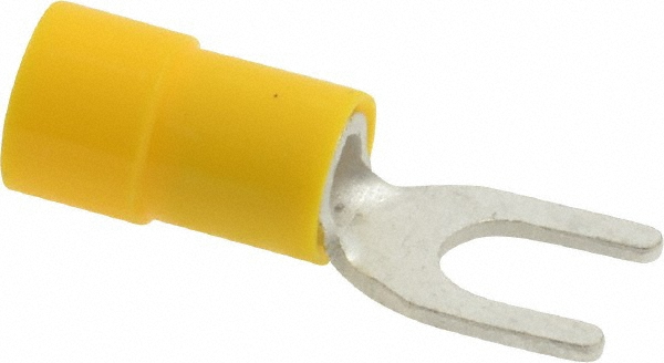 Thomas & Betts Standard Fork Terminal: Blue, Vinyl, Partially Insulated, #8 Stud, Crimp - TV14-8F-XV