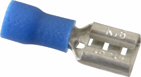 Thomas & Betts Wire Disconnect: Blue, Vinyl, 16-14 AWG, 1/4" Tab Width - TV14-250PD-XV