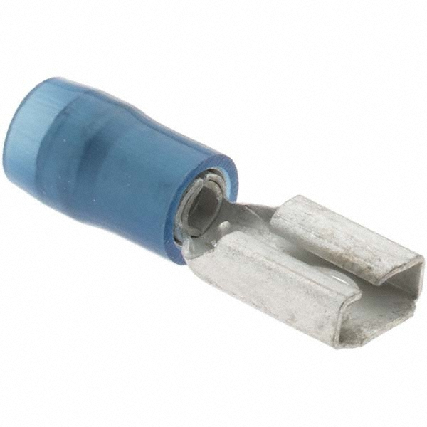 Thomas & Betts Wire Disconnect: Blue, Vinyl, 16-14 AWG, 1/4" Tab Width - TV14-250PD-XV