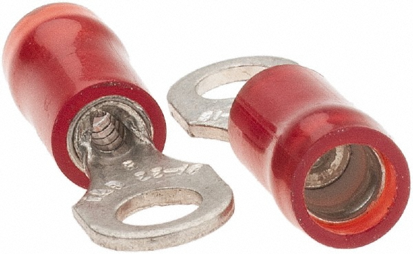 Value Collection D Shaped Ring Terminal: Partially Insulated, 22 to 18 AWG, Crimp Connection - BD-18312