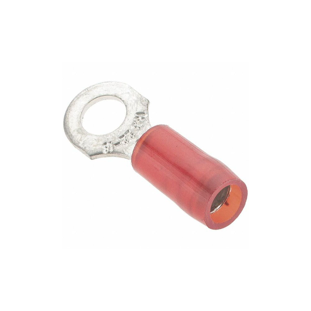 Value Collection D Shaped Ring Terminal: Partially Insulated, 22 to 18 AWG, Crimp Connection - BD-18312
