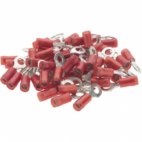 Value Collection D Shaped Ring Terminal: Partially Insulated, 22 to 18 AWG, Crimp Connection - BD-18312