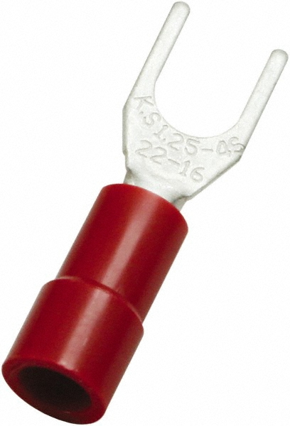 Value Collection Standard Fork Terminal: Red, Vinyl, Partially Insulated, #10 Stud - ZSVYS1-5