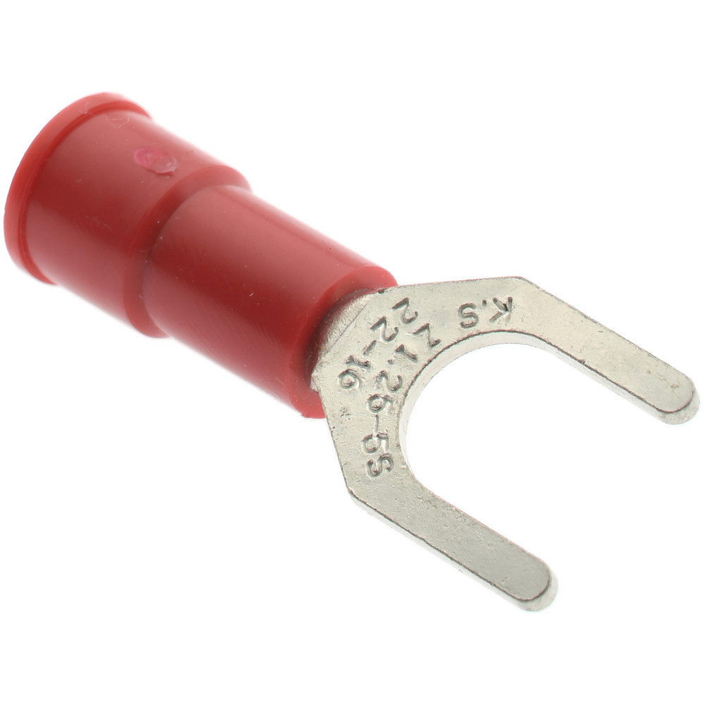 Value Collection Standard Fork Terminal: Red, Vinyl, Partially Insulated, #10 Stud - ZSVYS1-5