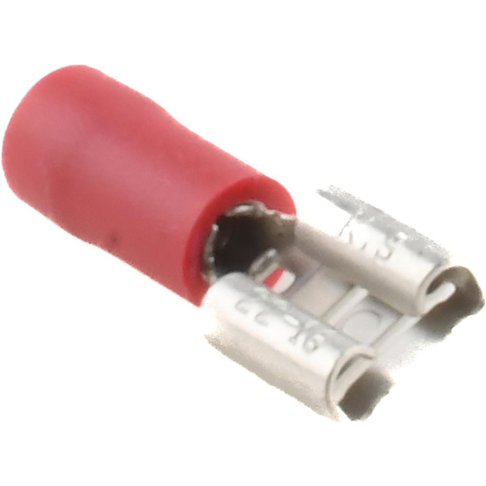 Ideal Wire Disconnect: Female, Red, Vinyl, 22-18 AWG, 1/4" Tab Width - 83-9571