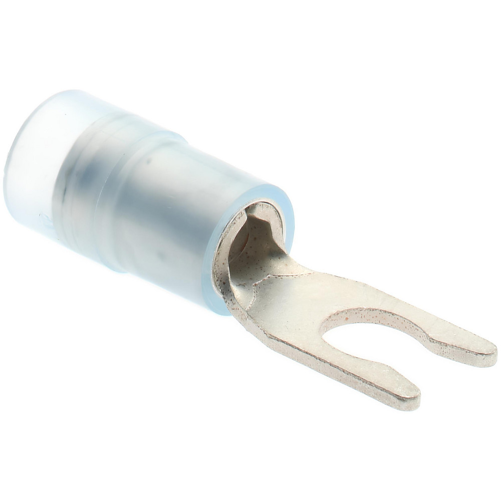 Value Collection Flanged Fork Terminal: Blue, Nylon, Partially Insulated, #6 Stud, Crimp - ZFSNYD2-3.7-50